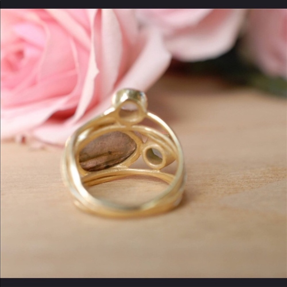 14 Gold Plated Moon Stone Ring - Picture 3 of 5